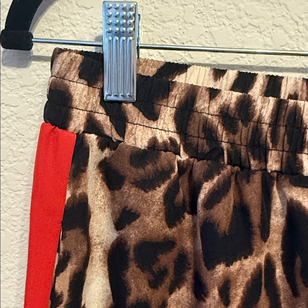 Leopard Print Maxi Skirt with Red Trim - Picture 3 of 4